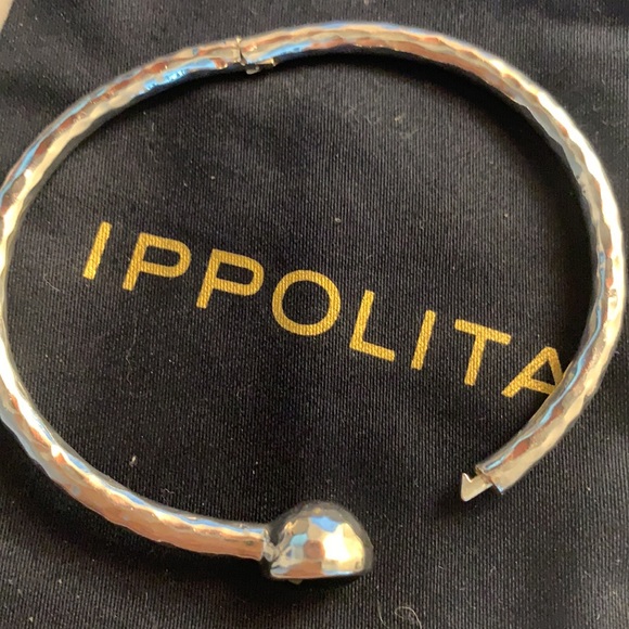 Ippolita Wonderland hinge bangle in sterling silver with a hematite stone - Picture 3 of 5